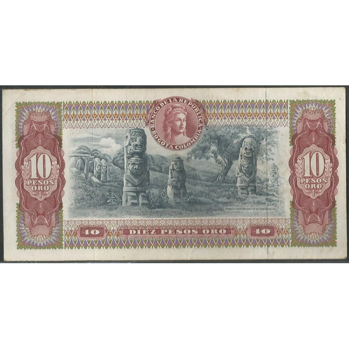 Billete de 10 Pesos 20 Jul 1965 BGW182 reverso