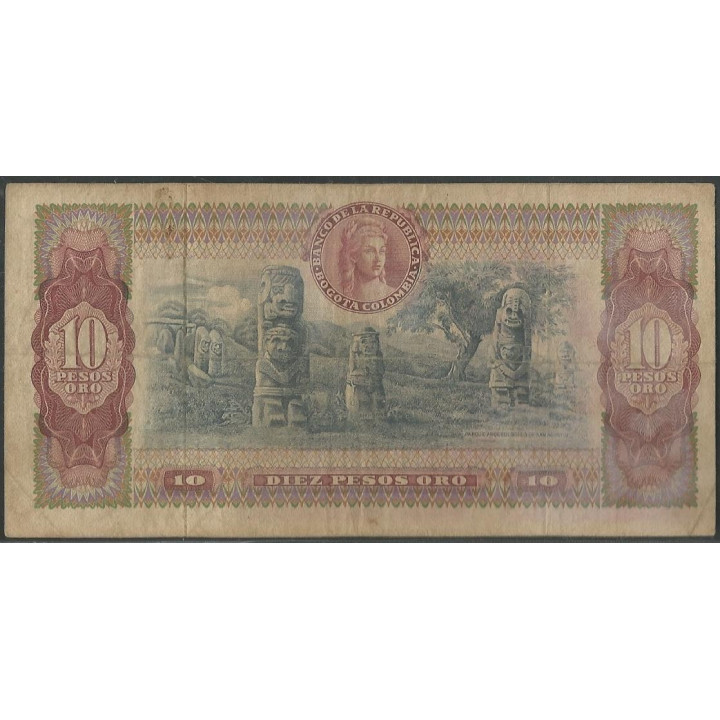 Billete de 10 Pesos 20 Jul 1965 BGW182 reverso