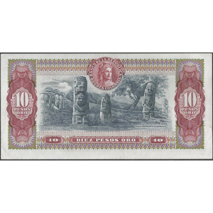 Billete de 10 Pesos 1 Ene 1975 BGW195 reverso