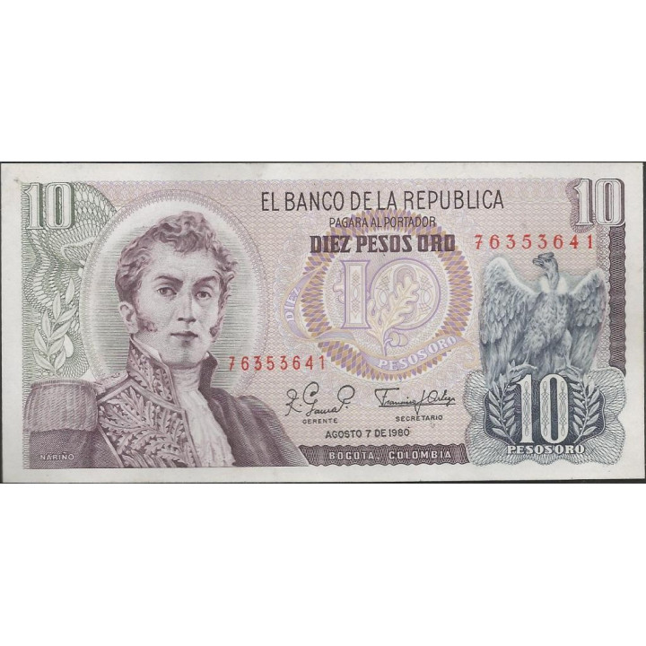 Billete de 10 Pesos 7 Ago 1980 BGW207