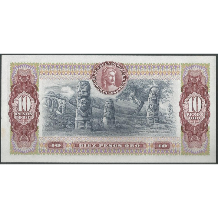 Billete de 10 Pesos 7 ago 1980 serie AZ BGW209 reverso