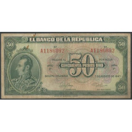 Billete de 50 Pesos 7 Ago 1947 6 Dig. BGW252