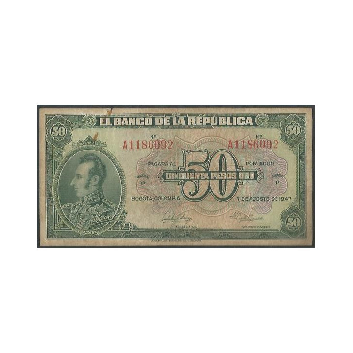 Billete de 50 Pesos 7 Ago 1947 6 Dig. BGW252