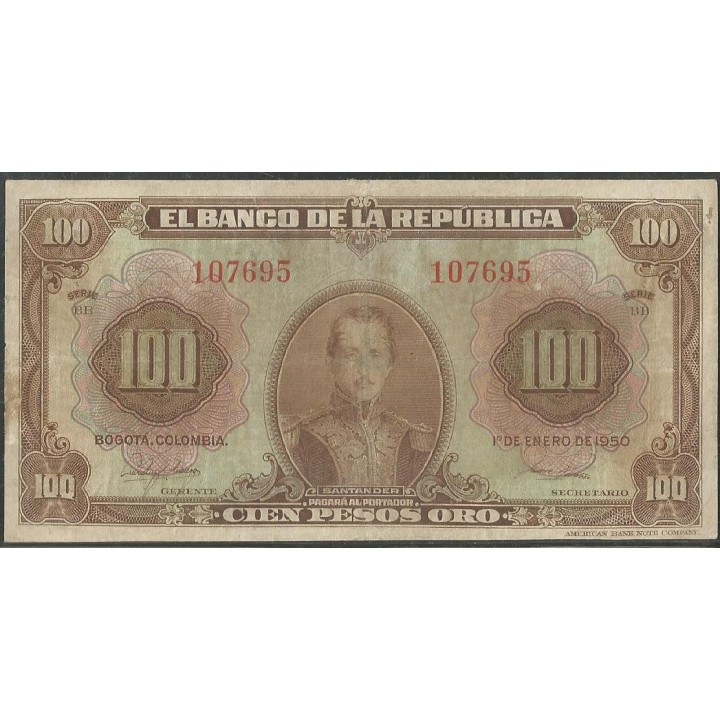 Billete de 100 Pesos 1 Ene 1950 BGW288