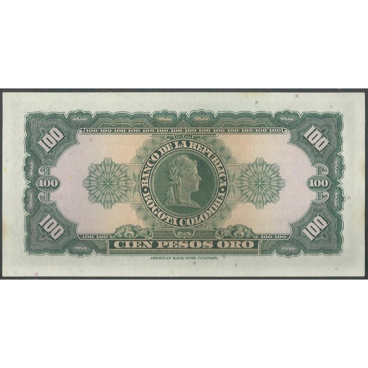 Billete de 100 Pesos 20 Jul 1965 BGW296 reverso