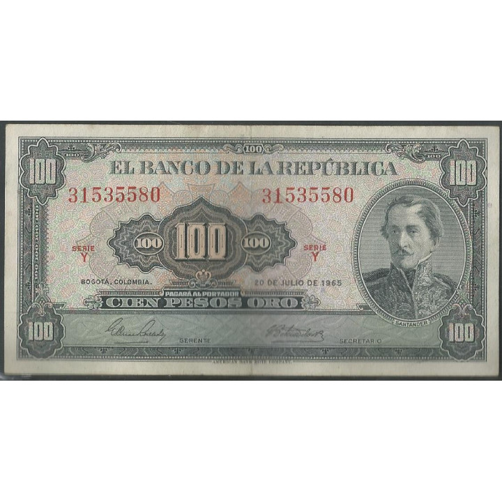 Billete de 100 Pesos 20 Jul 1965 BGW296