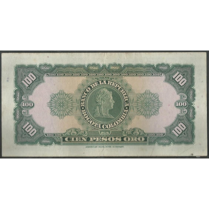 Billete de 100 Pesos 20 Jul 1965 BGW296 reverso