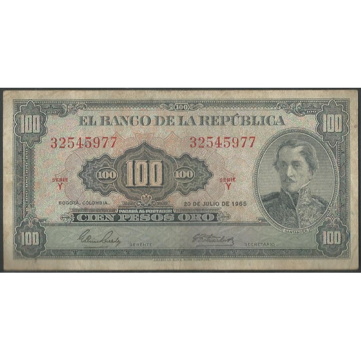 Billete de 100 Pesos 20 Jul 1965 BGW296