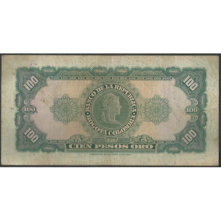 Billete de 100 Pesos 20 Jul 1965 BGW296 reverso