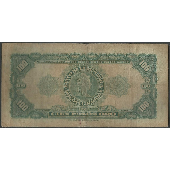 Billete de 100 Pesos 20 Jul 1965 BGW296 reverso