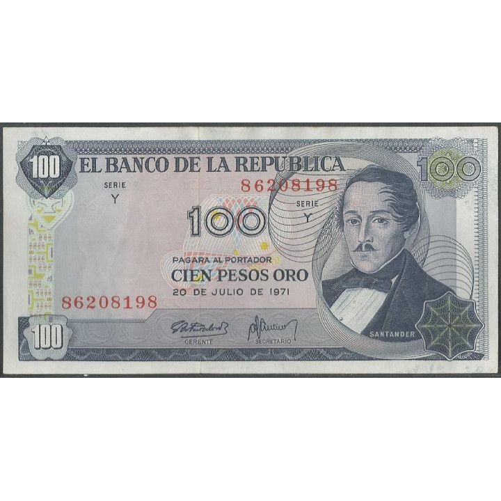 Billete de 100 Pesos 20 Jul 1971 8 Dig. BGW301