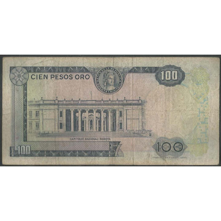 Billete de 100 Pesos 20 Jul 1971 8 Dig. BGW301 reverso