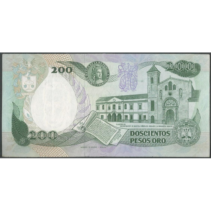 Billete de 200 Pesos 1 Nov 1989 BGW370 reverso