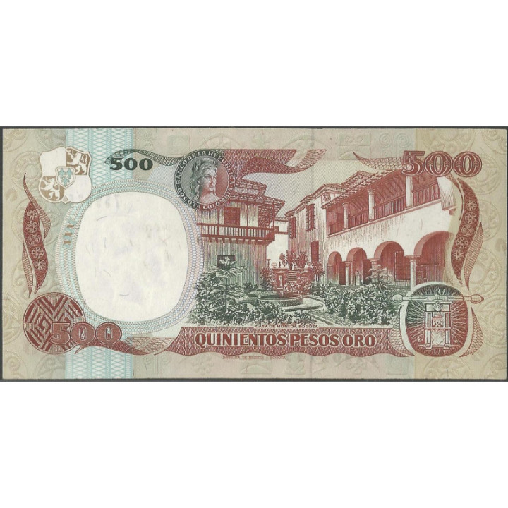 Billete de 500 Pesos 12 Oct 1990 BGW405 reverso