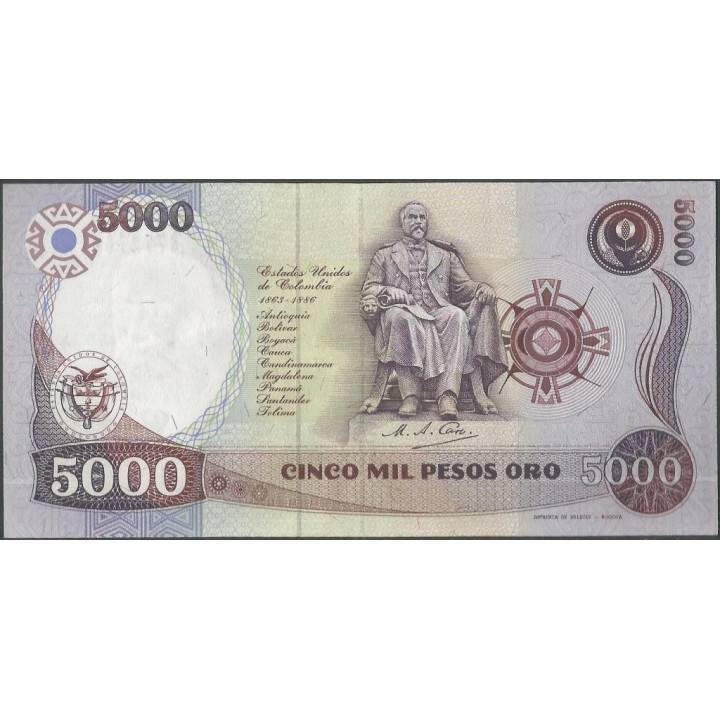 Billete de 5.000 Pesos 1 Ene 1990 BGW503 reverso