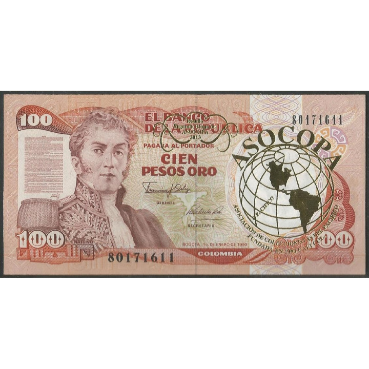 Billete de 100 Pesos Asocopa Sello Dorado