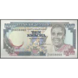 Zambia 10 Kwacha ND1989-91 P31b