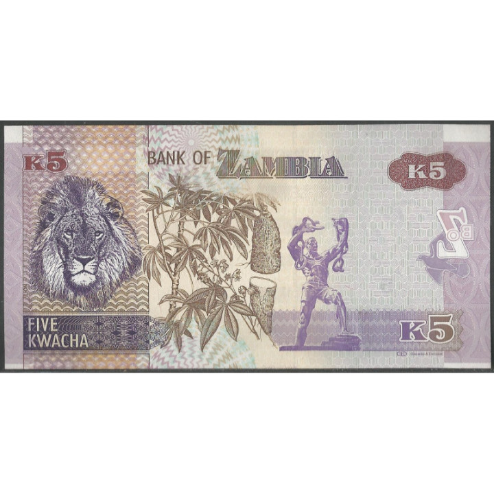 Zambia 5 Kwacha 2012 P50a reverso