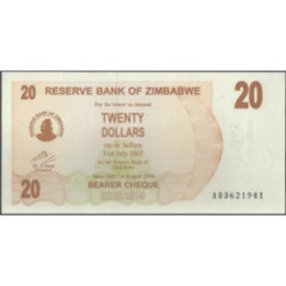 Zimbabwe 20 Dollars 1 Ago 2006 P40