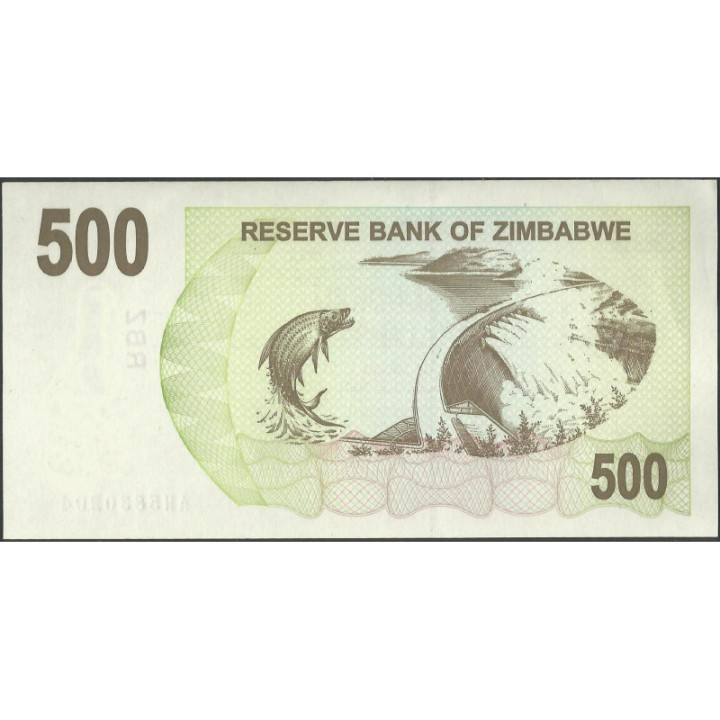 Zimbabwe 500 Dollars 1 Ago 2006 P43 reverso