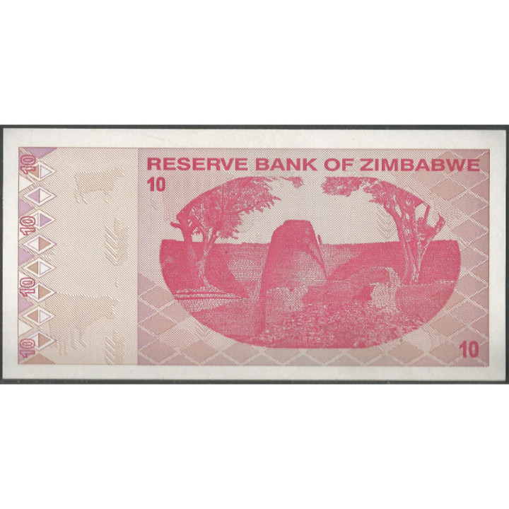 Zimbabwe 10 Dollars 2009 P94 reverso
