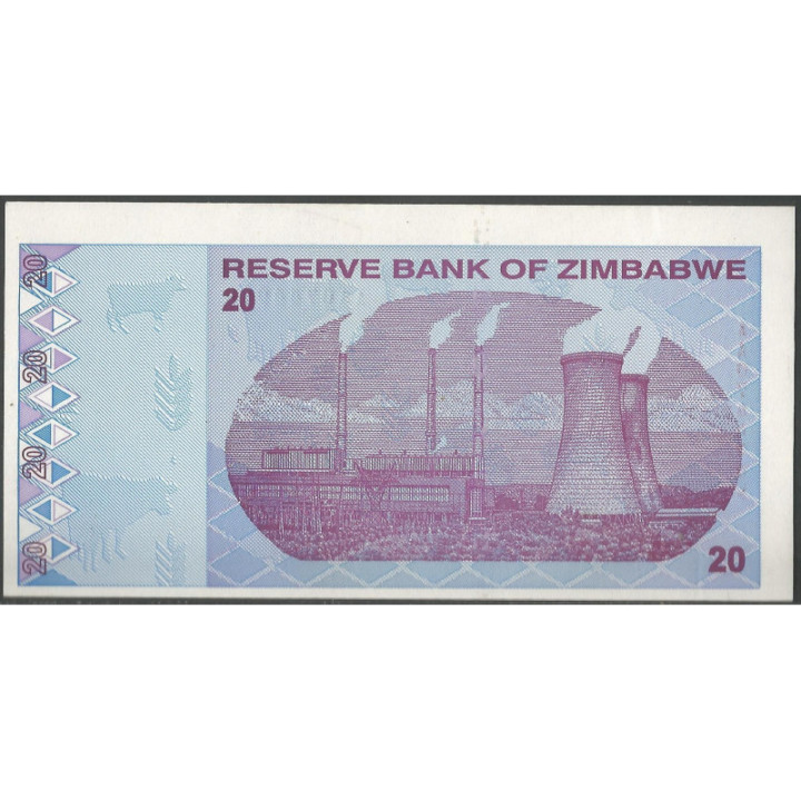 Zimbabwe 20 Dollars 2009 P95 reverso