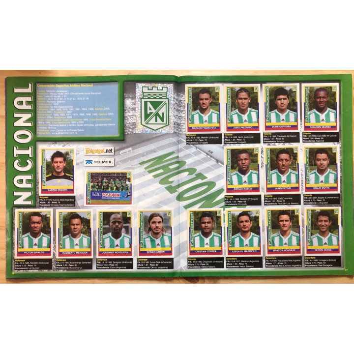 Futbol - Futbol Colombia FPC 10 Panini reverso