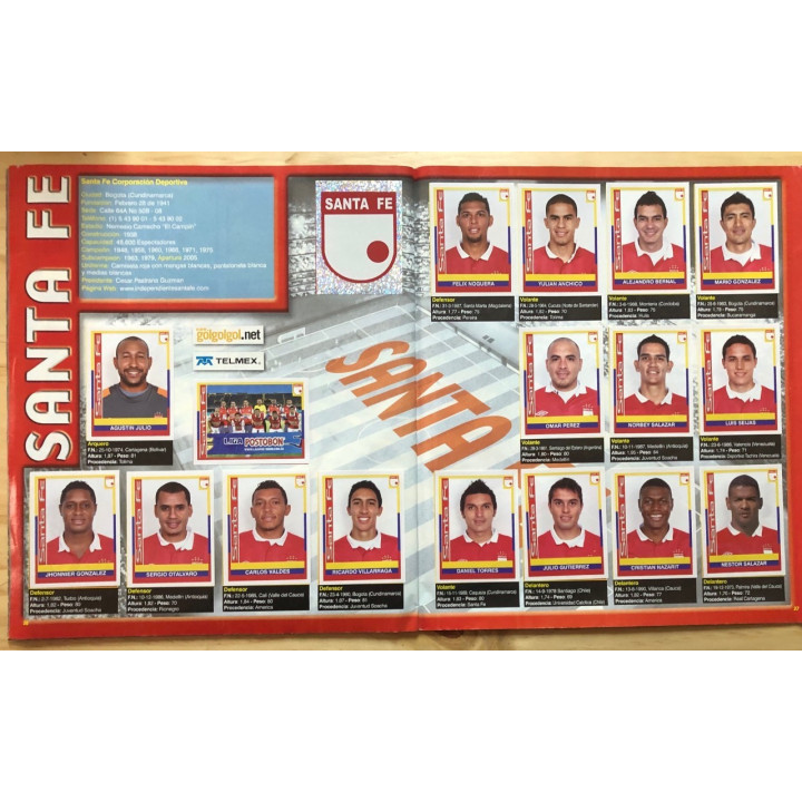 Futbol - Futbol Colombia FPC 10 Panini reverso
