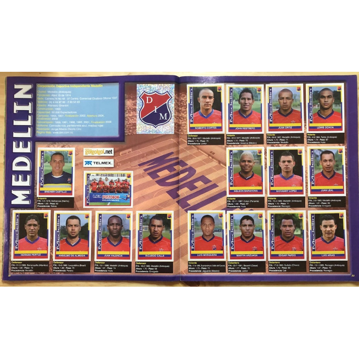 Futbol - Futbol Colombia FPC 10 Panini reverso