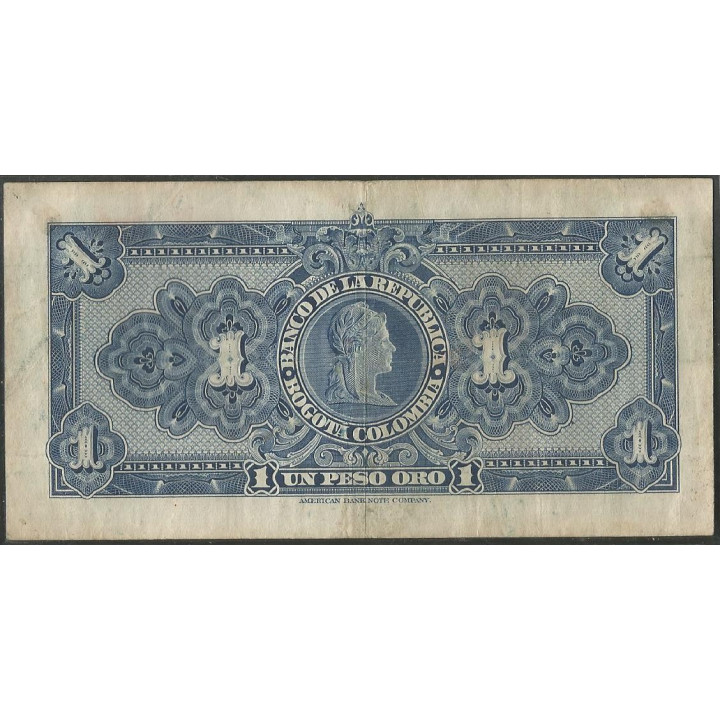 Billete de 1 Peso 1 ene 1950 8 dig. BGW042 reverso