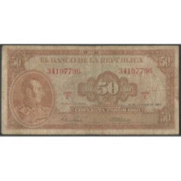 Billete de 50 Pesos 12 oct 1967 BGW261
