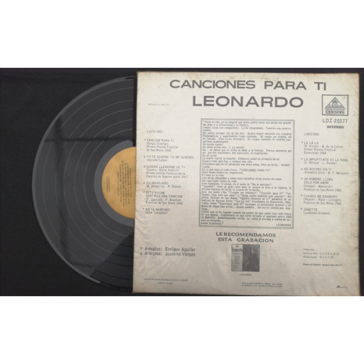 Leornardo Canciones Para Ti - Colombia reverso