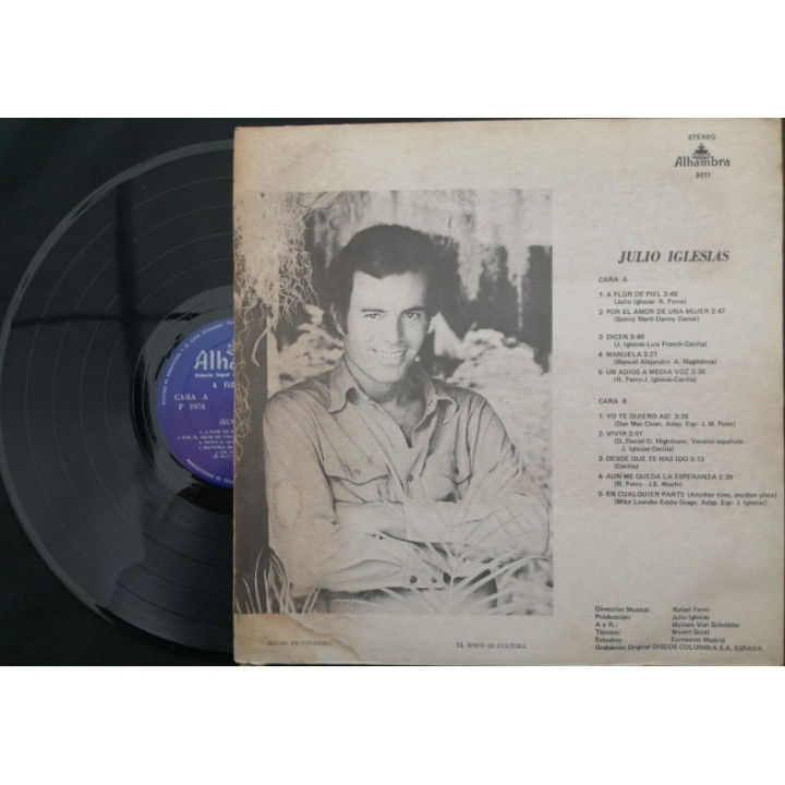 Julio Iglesias A Flor De Piel - Colombia reverso