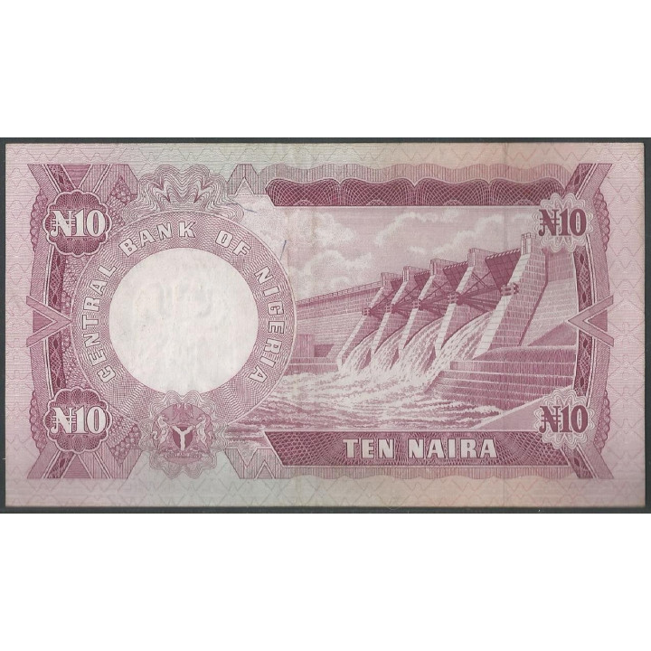 Nigeria 10 Naira ND1974-84 Firma 3 P17c reverso