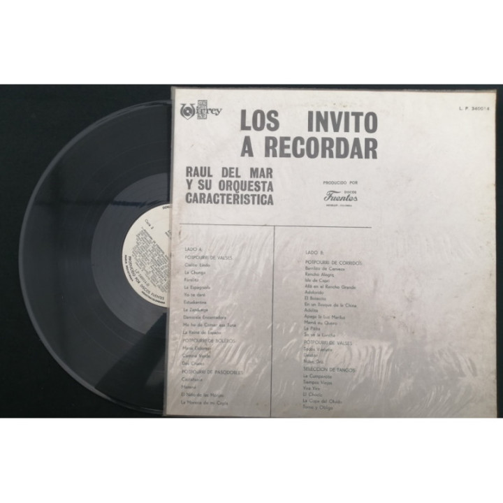 Raul Del Mar Los Invito A Recordar - Colombia reverso