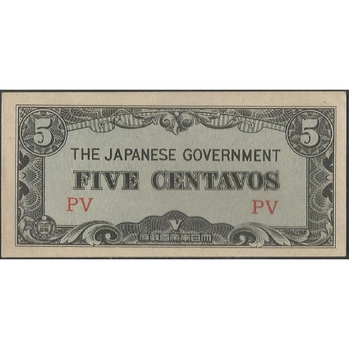 Filipinas Ocupacion Japonesa WWII 5 Centavos ND1942 PV P102a