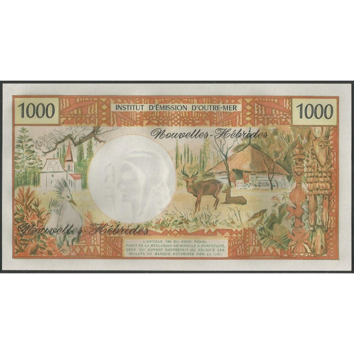 Nuevas Hebridas 1.000 Francs ND1975 P20b reverso
