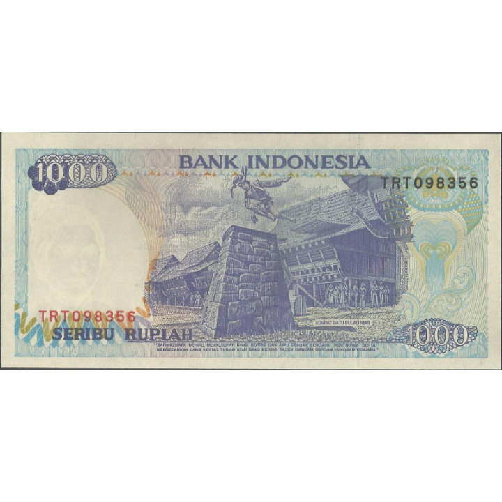 Indonesia 1.000 Rupias 1992 (98) P129g reverso