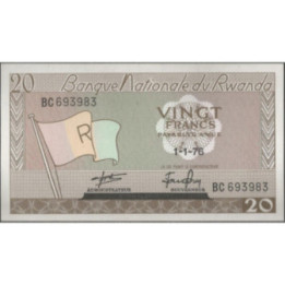 Rwanda 20 Francs 1 Ene 1976 P6e