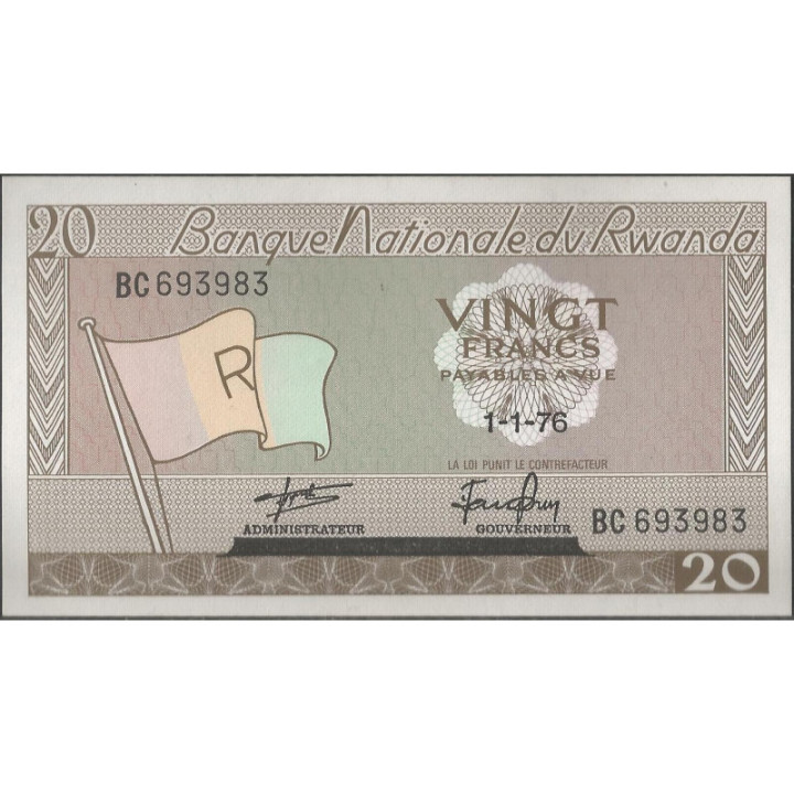 Rwanda 20 Francs 1 Ene 1976 P6e