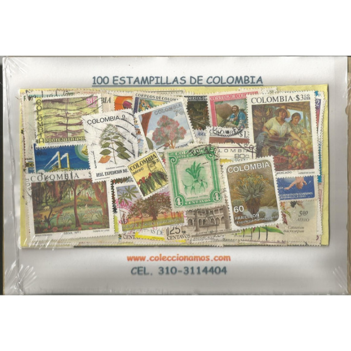 Colombia 100 estampillas usadas reverso