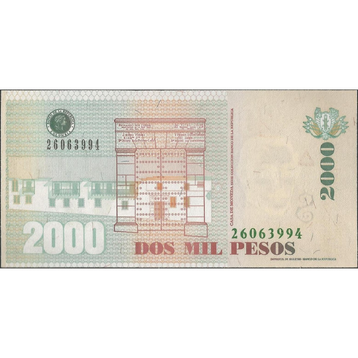 Billete de 2.000 Pesos 28 Ago 2013 BGW490R21 reverso