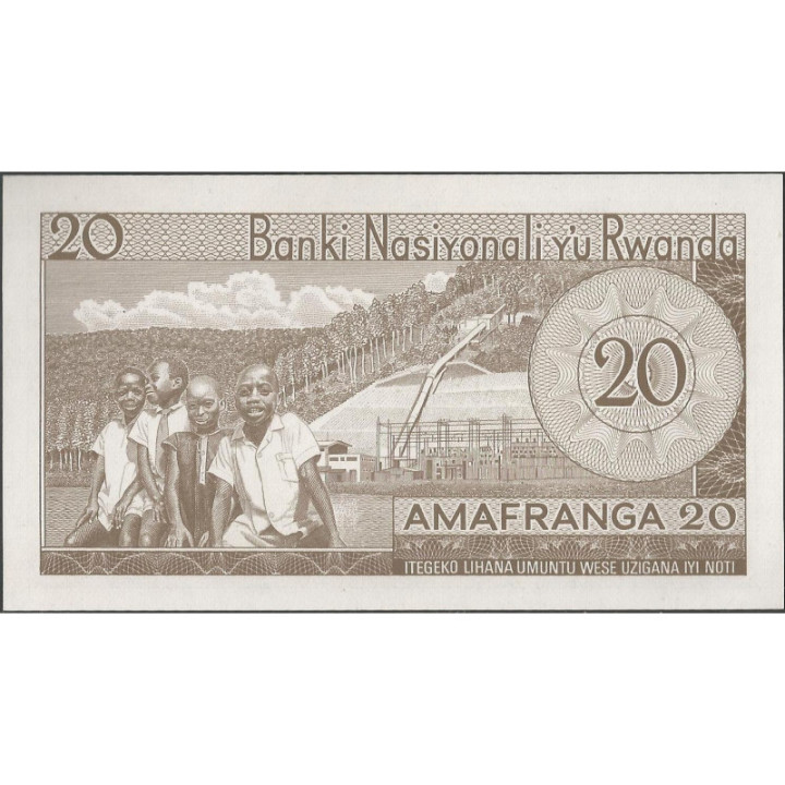 Rwanda 20 Francs 1 Ene 1976 P6e reverso