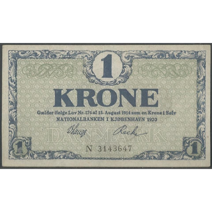 Dinamarca 1 Krone 1920 Serie N P12e
