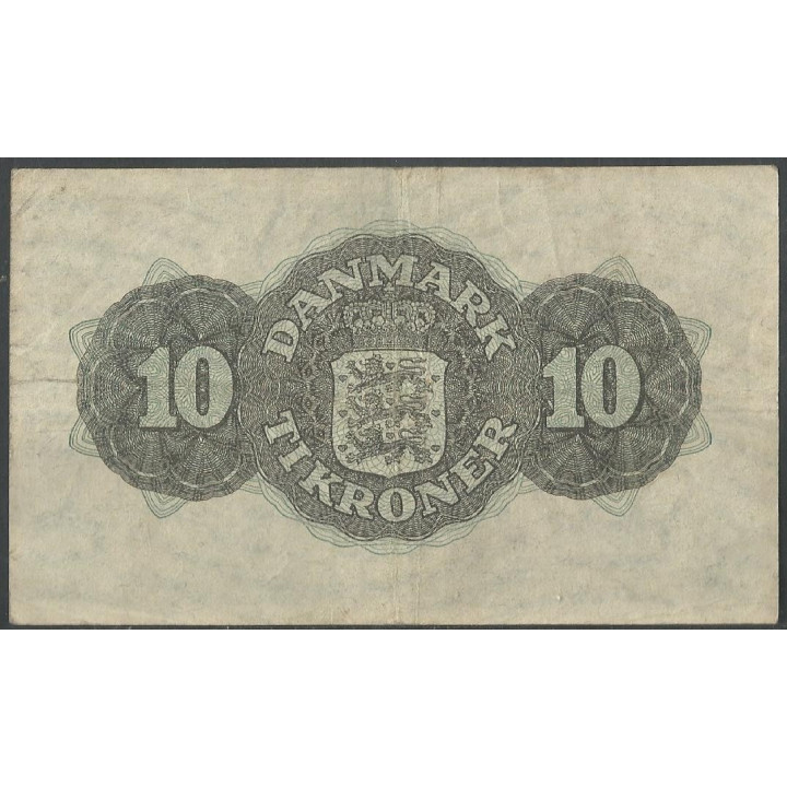 Dinamarca 10 Kroner 1947 P37e reverso
