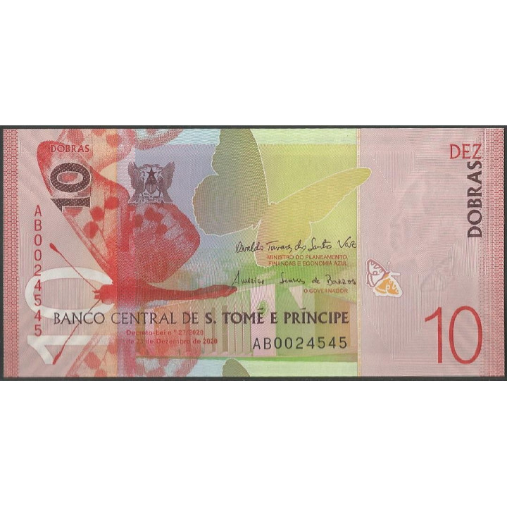 St Tome e Prince 10 Dobras 23 Dic 2020 P77 reverso