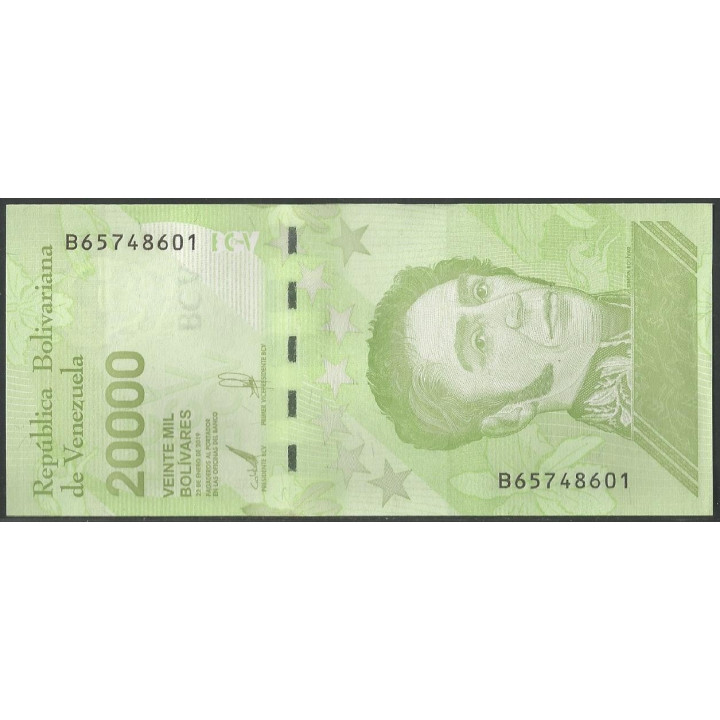 Venezuela 20.000 Bolivares 22 Ene 2019 B8 Dig P110
