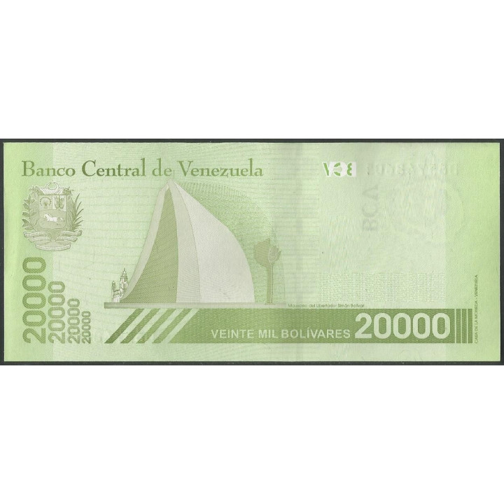 Venezuela 20.000 Bolivares 22 Ene 2019 B8 Dig P110 reverso