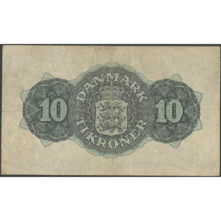 Dinamarca 10 Kroner 1948 P37f reverso