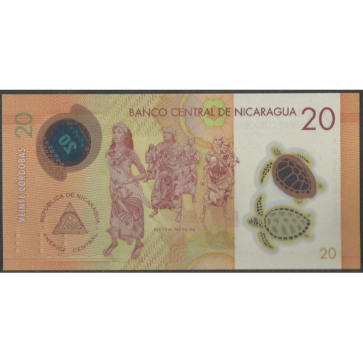 Nicaragua 20 Cordobas 8 Abr 2019 PNEW reverso
